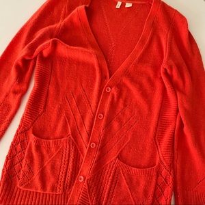 Anthropologie Moth cashmere long pointelle cardi